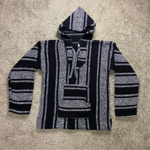 Unisex Mexican Poncho Hoodie Pullover Size Small Artesanias Sweater Multicolor